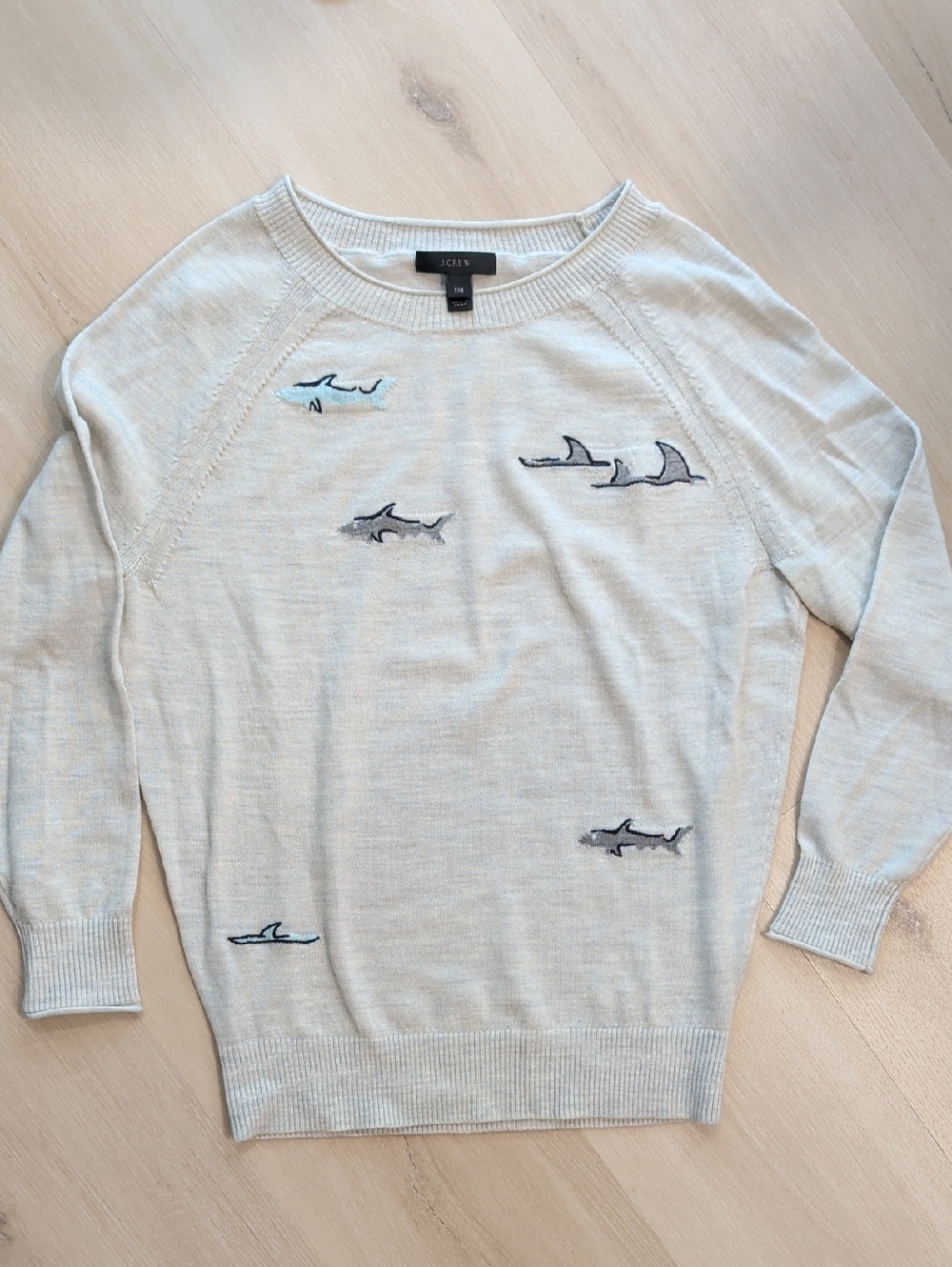 J. Crew Shark Merino Wool Gray Blue Sweater XXS